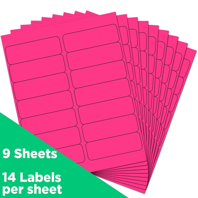 JAM PaperÂ® Address Labels - 1 1/3 x 4 in - Neon Pink - 14 Labels per Sheet, 126 Per Pack - Image 2